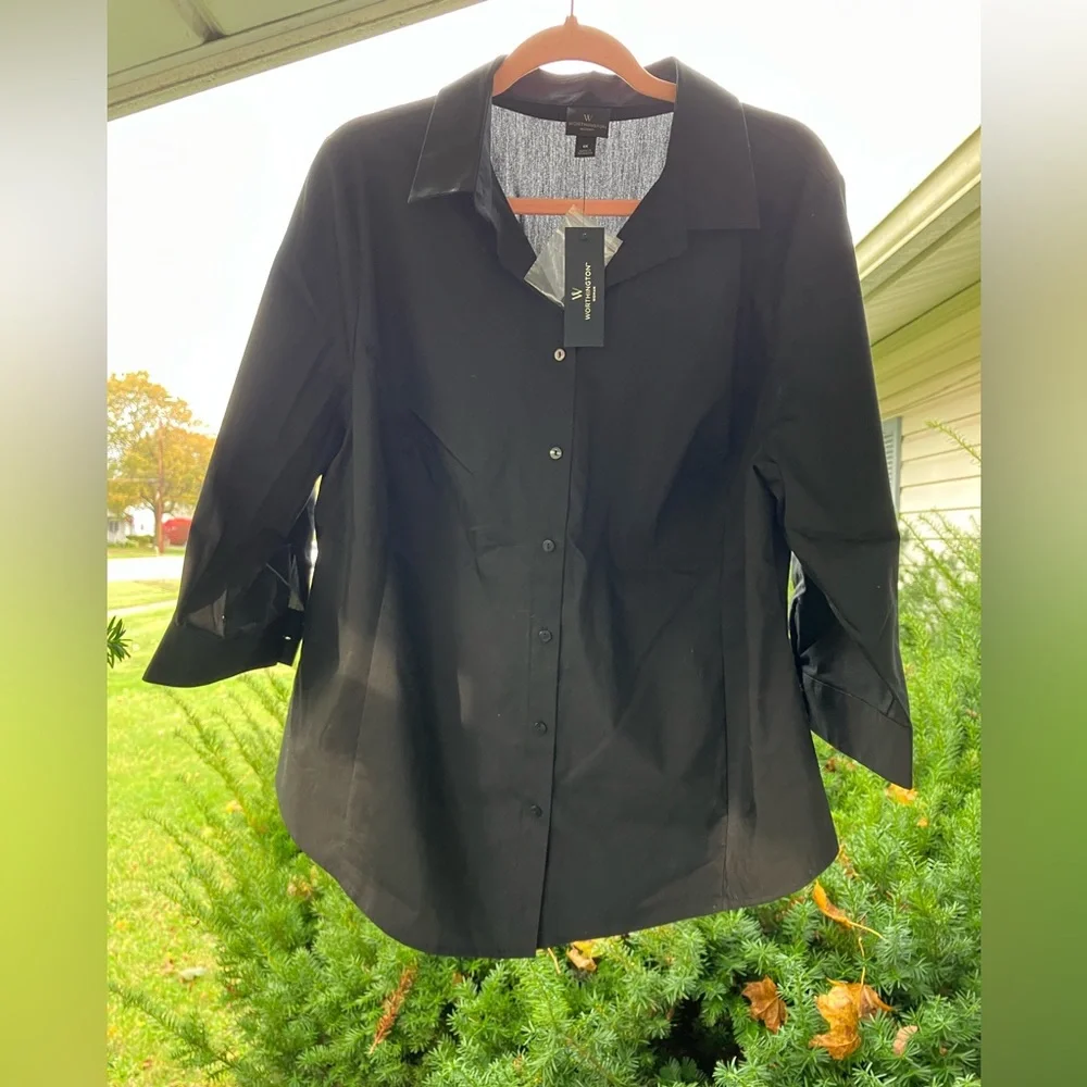 Worthington Black Button Down Shirt - Picture 1 of 4